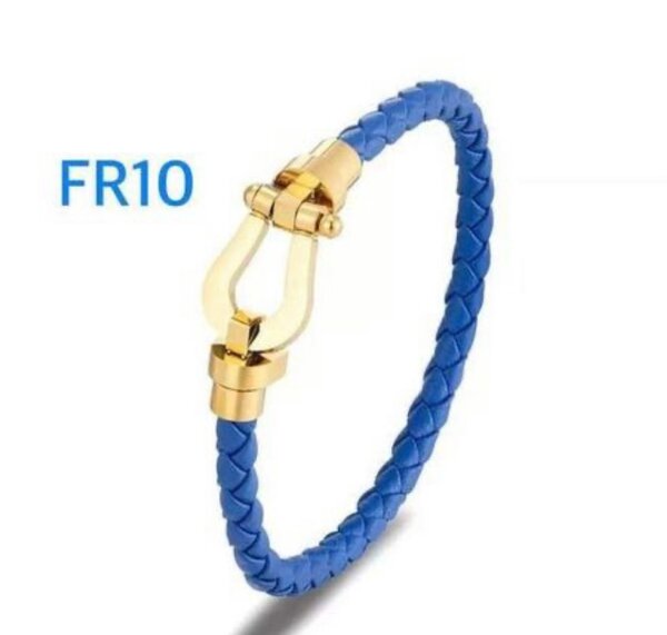 Bracelet en cuir tressé bleu