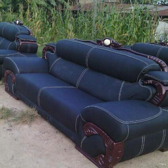 Canapé 3 places en cuir noir