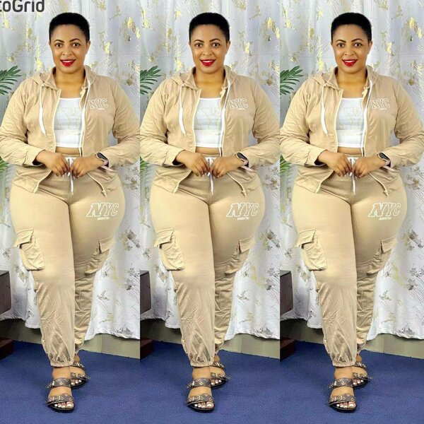 Sports suit, beige, jacket with zipper