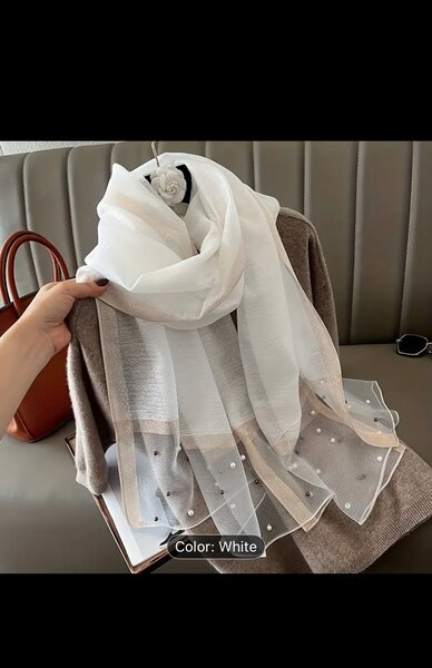 Women Scarf Fashion Luxury Pearl Shawl