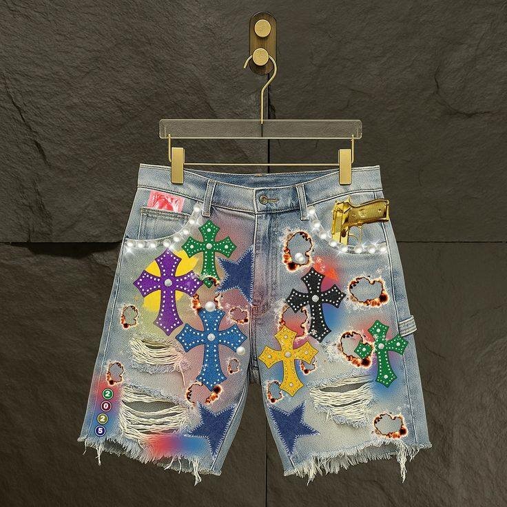 Shorts en jean brodés