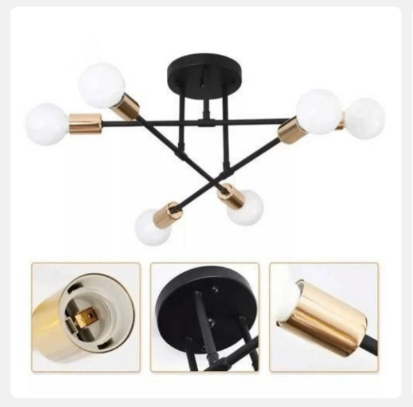 Lampe à suspension moderne noir et or