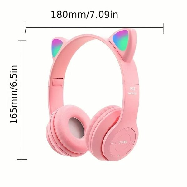 Casque bluetooth enfant p47m, casque fille & garçon Chat