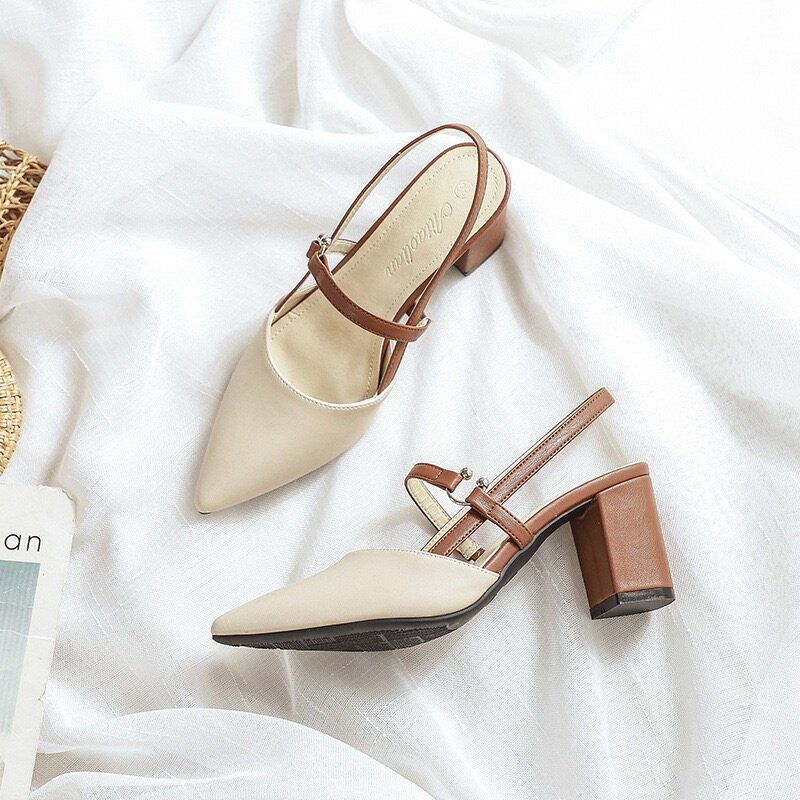 Cute solid heels sandals