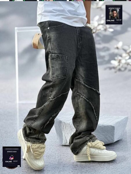 Pantalon cargo en denim noir