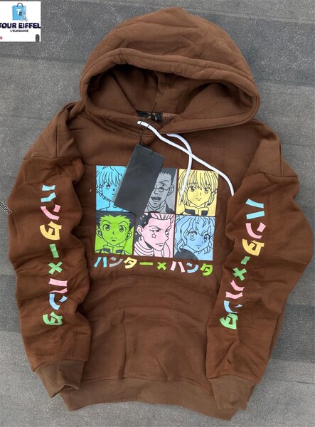 Sweat à capuche manga marron