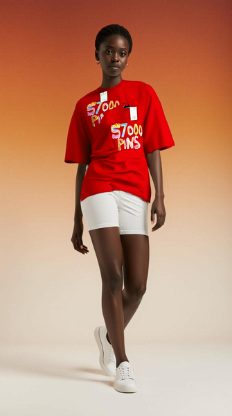 Robe T-shirt rouge "S7000 PINS"
