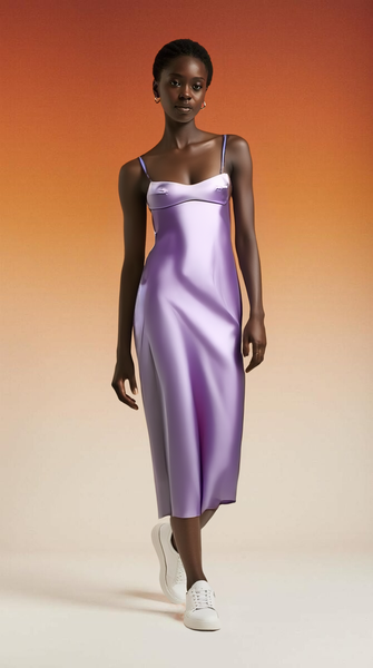 Robe Satinée Lilas Élégante