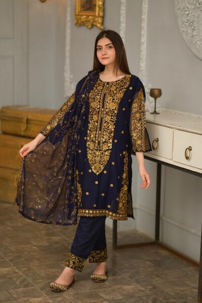 Premium chiffon fabric 3 pc Dc free