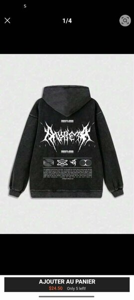 Sweat à capuche noir graphique