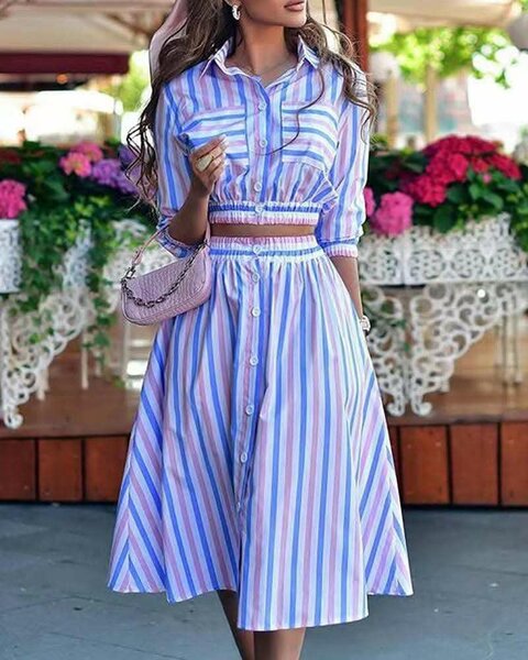 Robe chemise rayée élégante