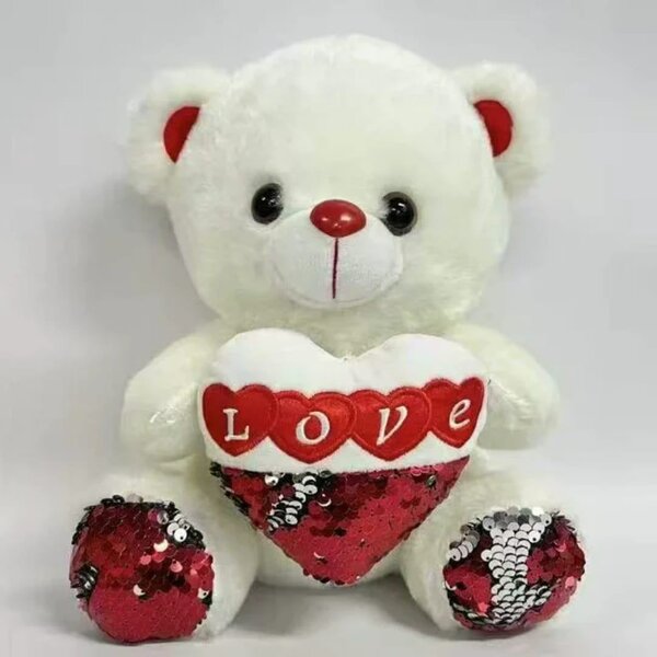 Ours en peluche blanc avec cœur rouge Love