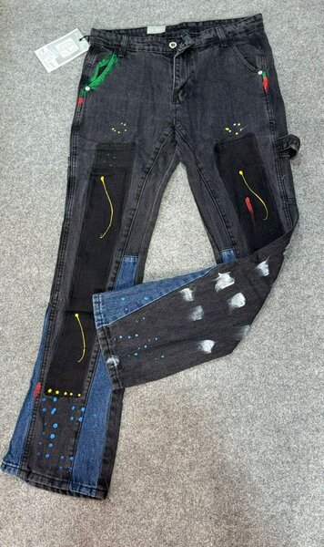 Jean patchwork tendance unisexe