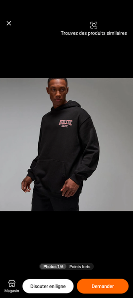 Sweat à capuche noir homme