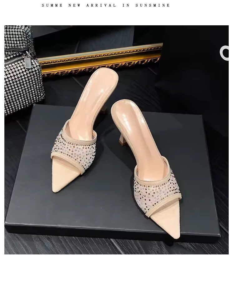 Mules à talons fins et strass