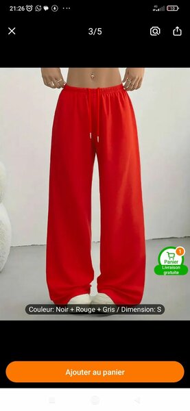 Pantalon large rouge femme
