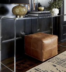 Italian ottoman Leather Pouf