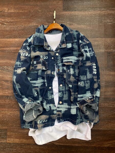 Veste en jean délavé pour homme