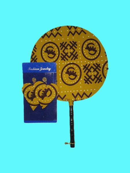 African Print fan with Earring