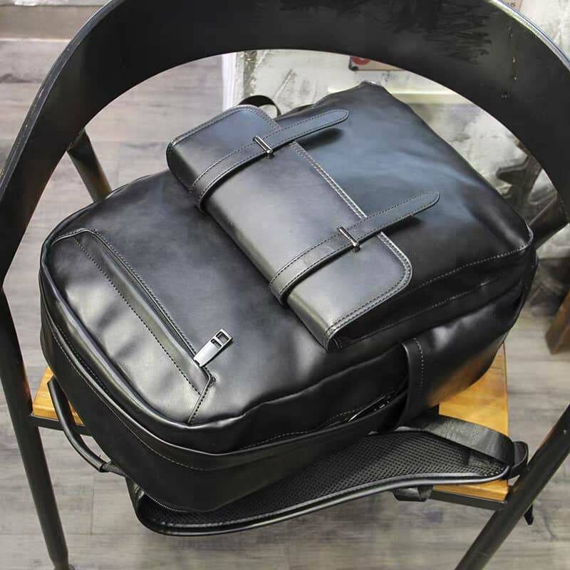 Sac à dos en cuir noir