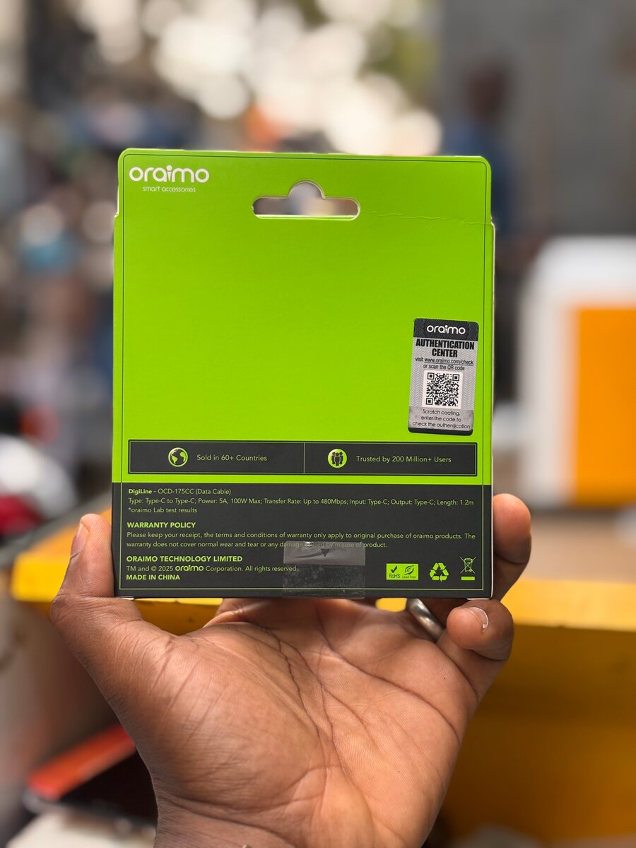 Câble USB-C oraimo 100W Fast Charging