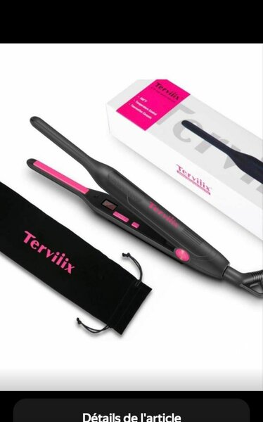 Lisseur cheveux Tervilix noir et rose