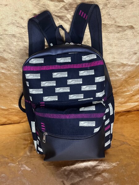 Sac à dos similicuir et pagne