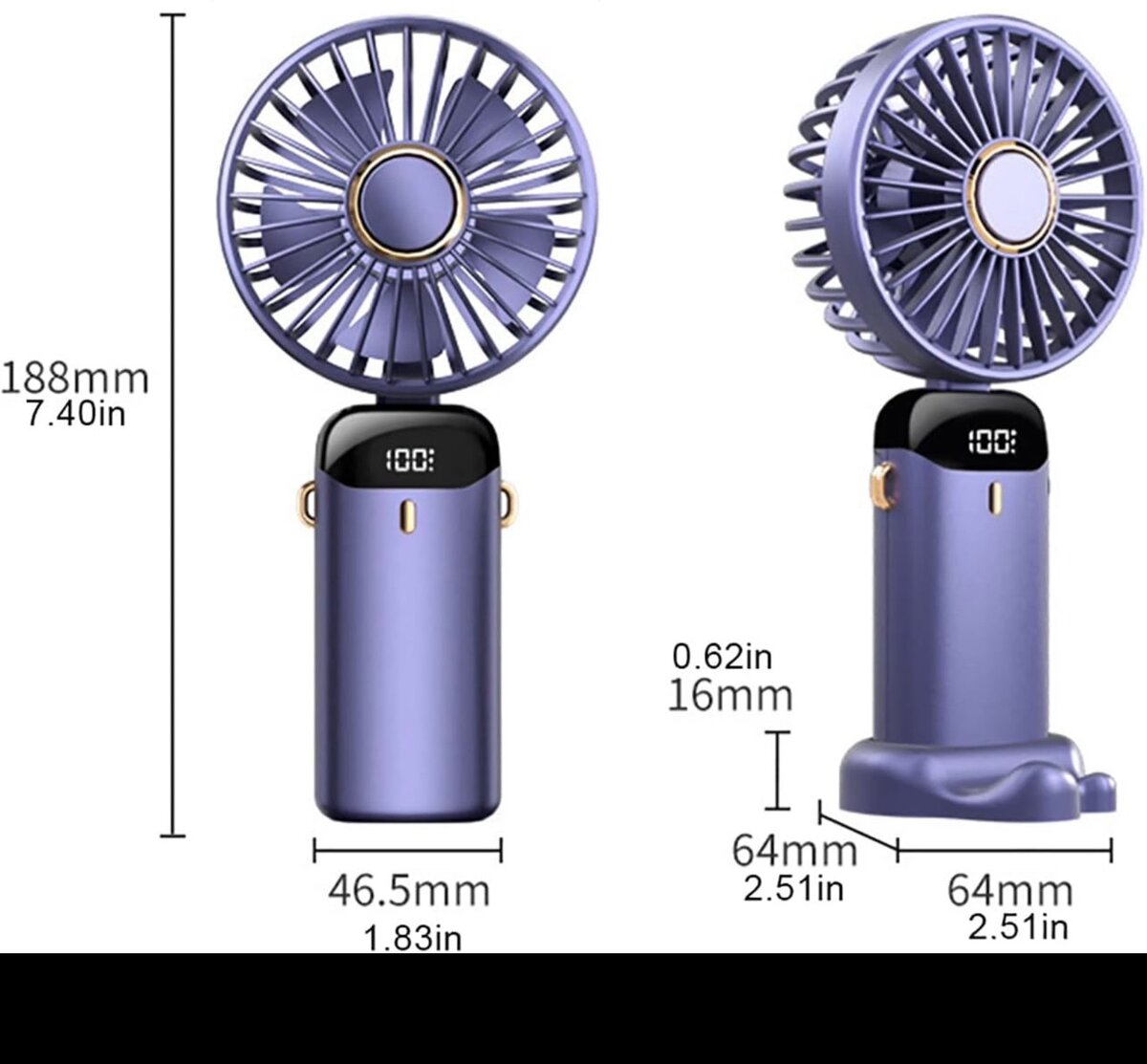 Ventilateur portable avec affichage numérique à LED intellig
