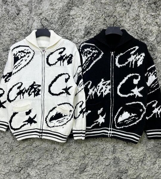 Cardigan motif bicolore unisexe