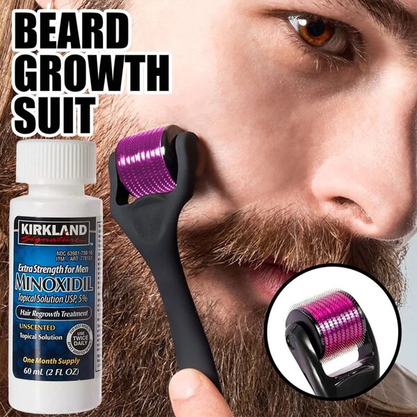Kirkland and Derma roller for beard and hair growth