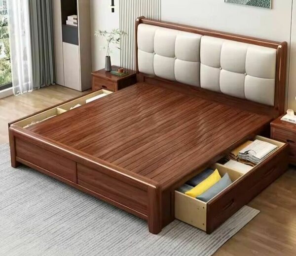 Lit en bois avec rangement