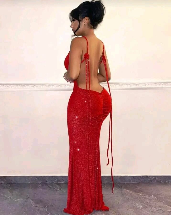 Robe rouge à paillettes sexy