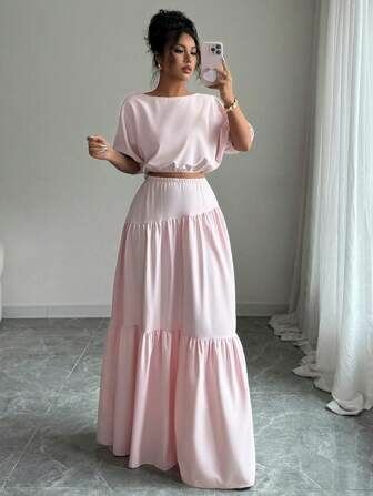 Robe longue rose élégante