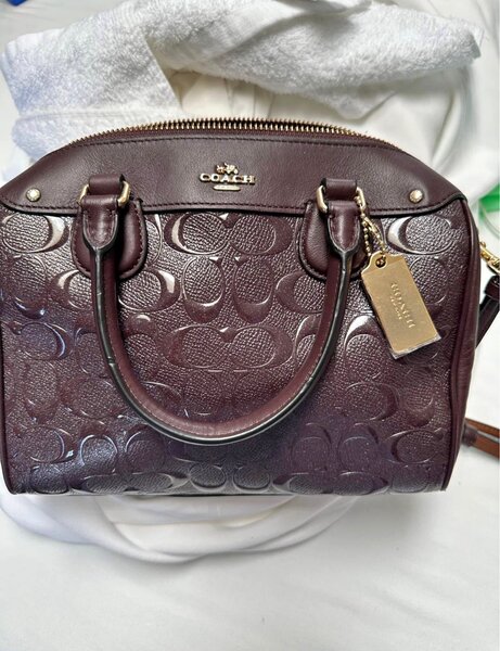 Coach Sac à main en cuir marron foncé pour femme