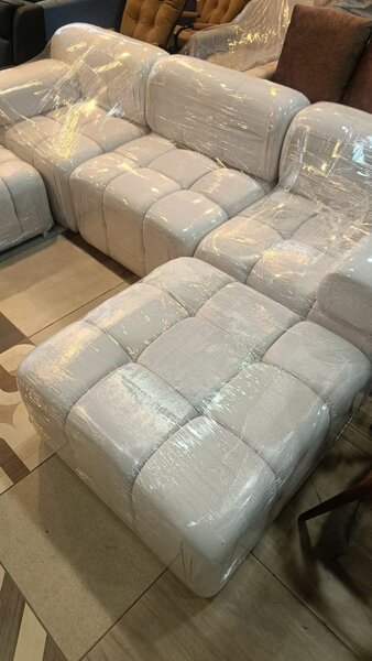 Canapé modulable en cuir blanc