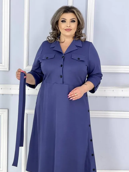 Платье осеннее из трикотажа синее