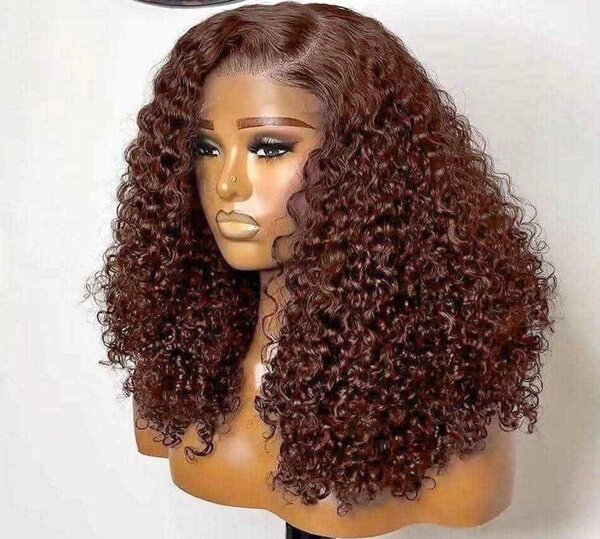 Perruque Bouclée Marron Naturelle