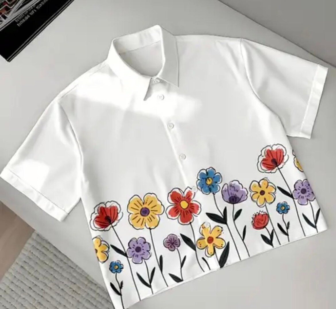 Chemise blanche fleurie pour femme