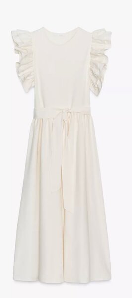 Robe blanche avec manches à volants pour femme
