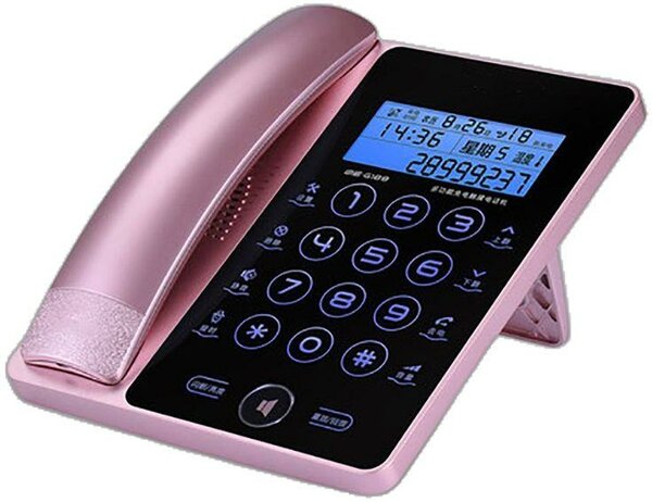 Téléphone Fixe Rose - Affichage LCD