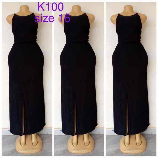Black maxi dress with slit, size 16