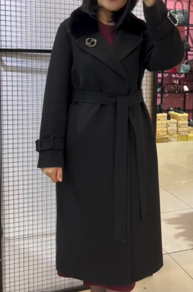 Женское черное пальто