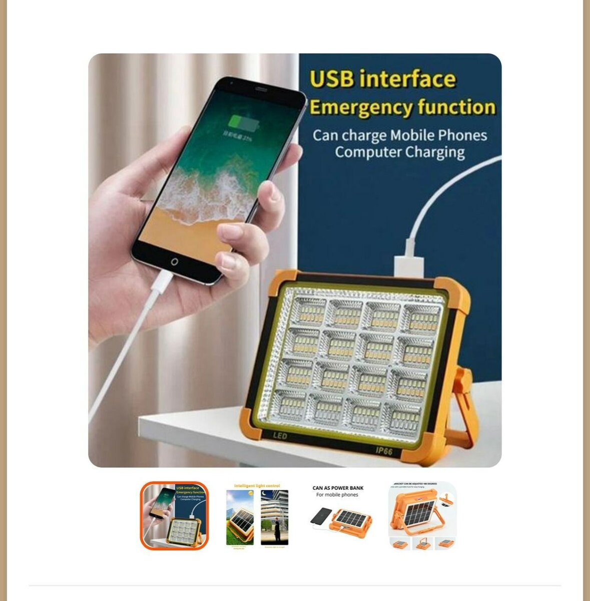 Projecteur LED Solaire Portable