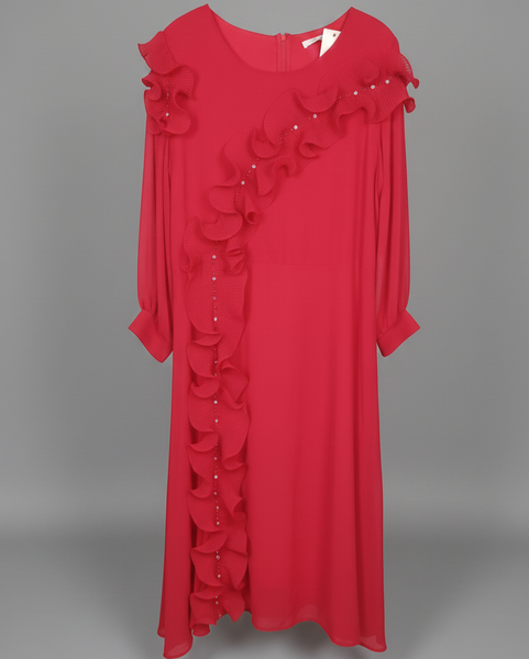 Robe rouge élégante à volants