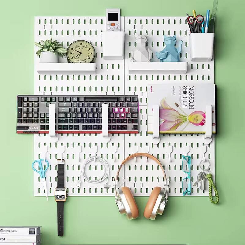 White Pegboard Kitchen Storage Organizer