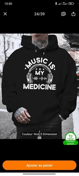 Sweat à capuche 'Music Is My Medicine'