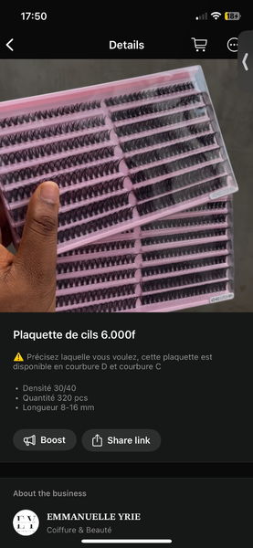 Plaquette de cils