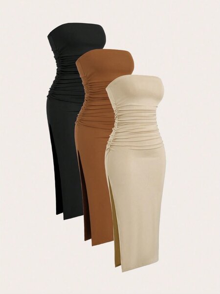 Robe énigmatique sans bretelles