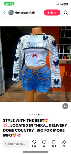 Pull crochet papillons