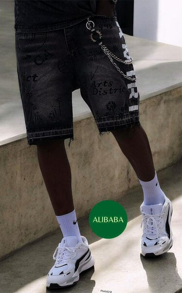 Shorts en jean noir streetwear